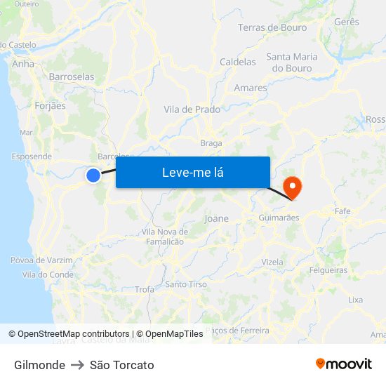 Gilmonde to São Torcato map