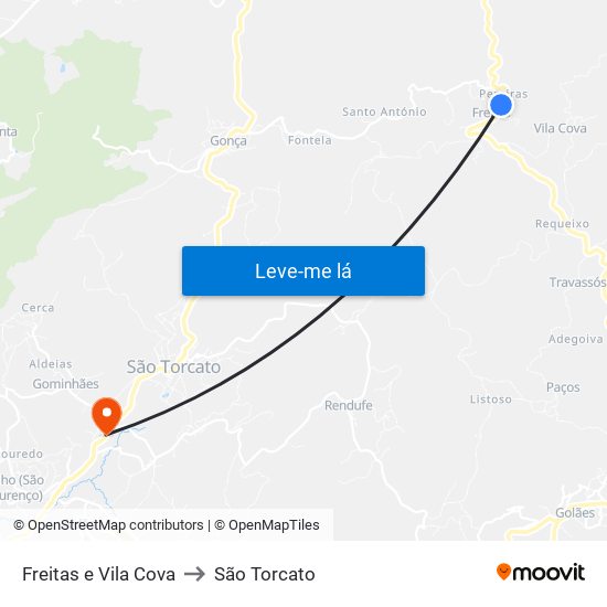 Freitas e Vila Cova to São Torcato map