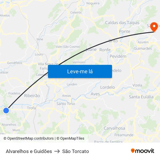 Alvarelhos e Guidões to São Torcato map