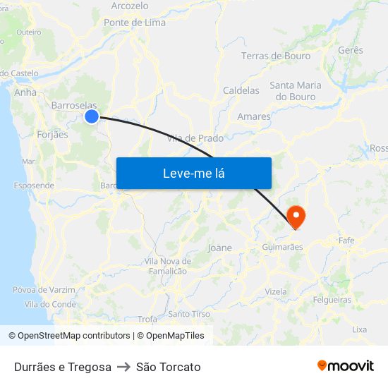 Durrães e Tregosa to São Torcato map
