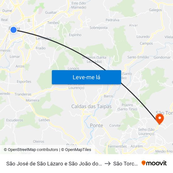 São José de São Lázaro e São João do Souto to São Torcato map