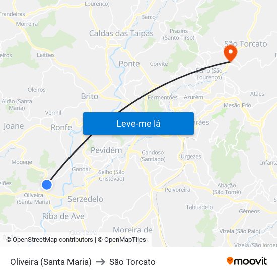 Oliveira (Santa Maria) to São Torcato map