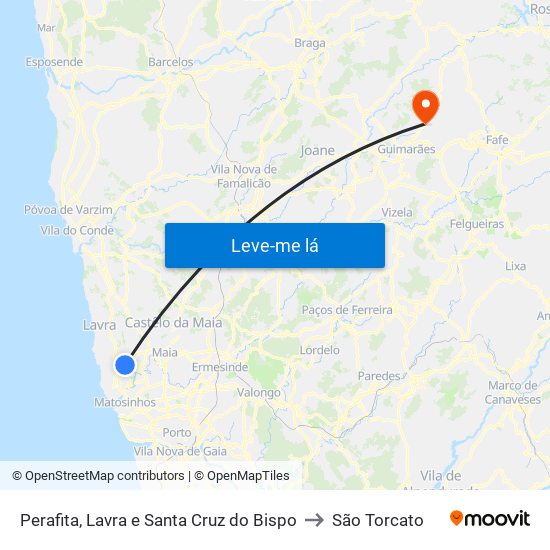 Perafita, Lavra e Santa Cruz do Bispo to São Torcato map