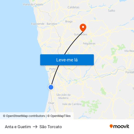 Anta e Guetim to São Torcato map