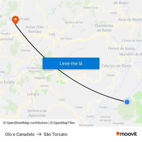 Olo e Canadelo to São Torcato map