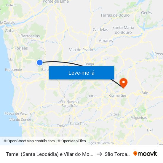 Tamel (Santa Leocádia) e Vilar do Monte to São Torcato map