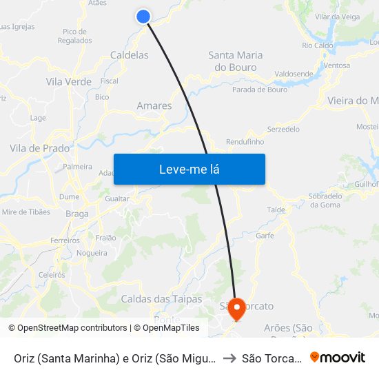 Oriz (Santa Marinha) e Oriz (São Miguel) to São Torcato map