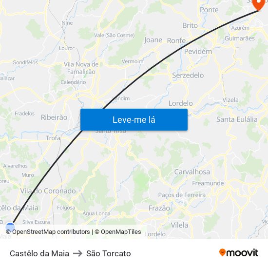 Castêlo da Maia to São Torcato map