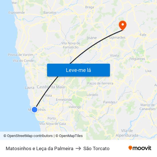Matosinhos e Leça da Palmeira to São Torcato map