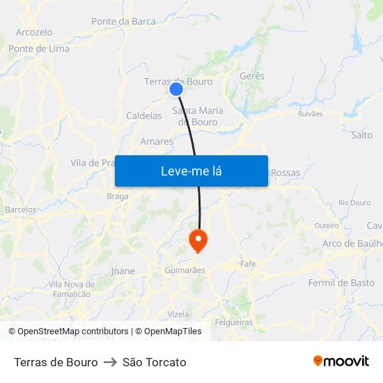 Terras de Bouro to São Torcato map