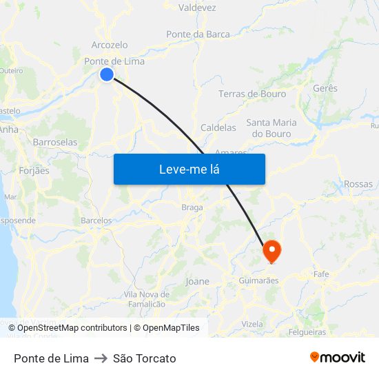 Ponte de Lima to São Torcato map