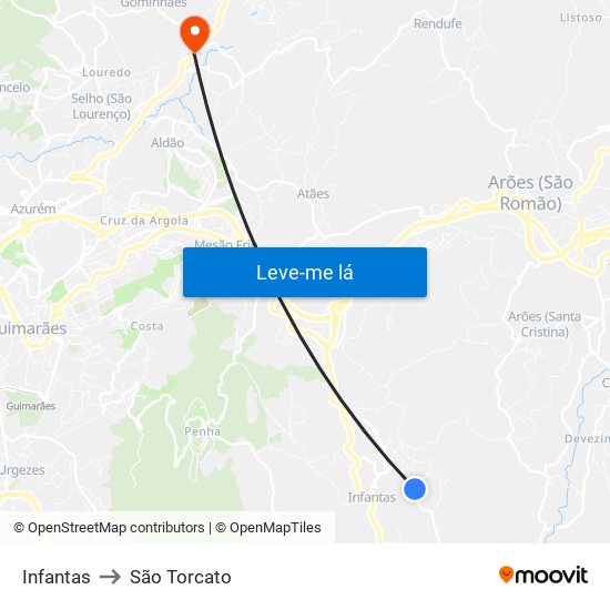 Infantas to São Torcato map