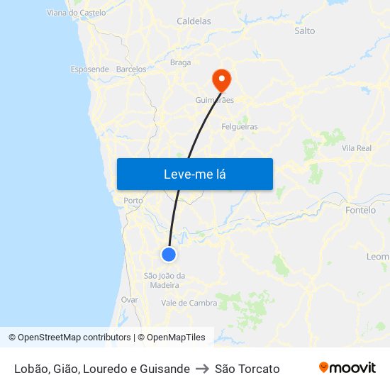 Lobão, Gião, Louredo e Guisande to São Torcato map