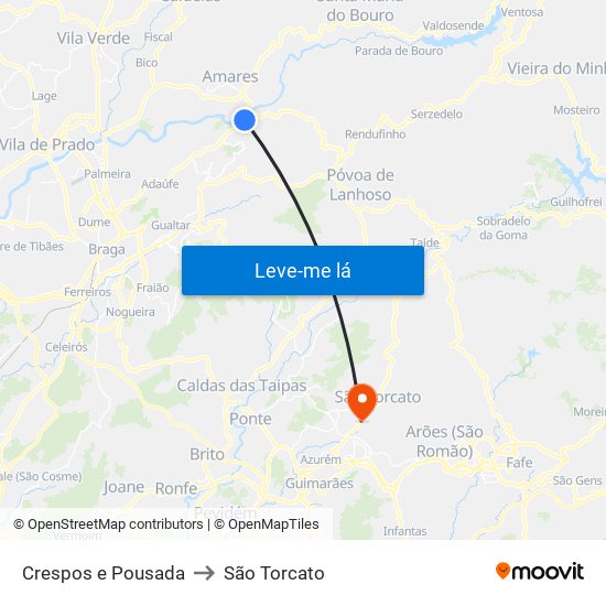 Crespos e Pousada to São Torcato map