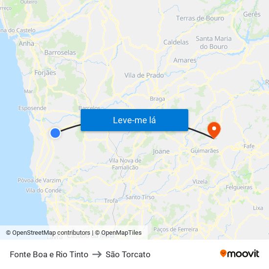Fonte Boa e Rio Tinto to São Torcato map