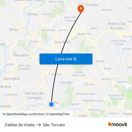 Caldas de Vizela to São Torcato map