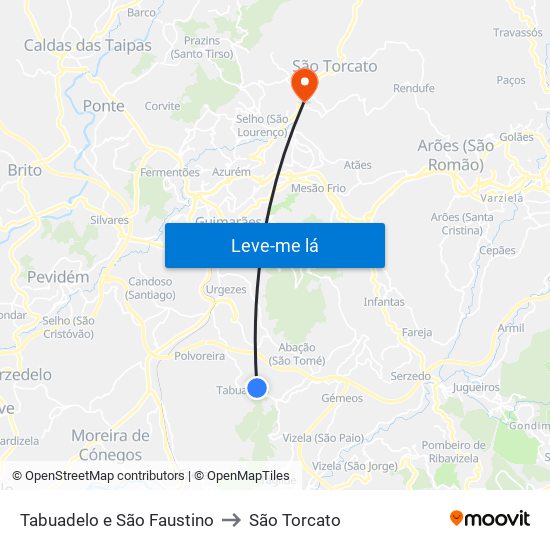 Tabuadelo e São Faustino to São Torcato map