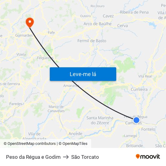 Peso da Régua e Godim to São Torcato map