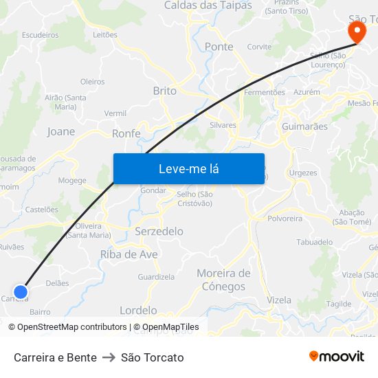 Carreira e Bente to São Torcato map