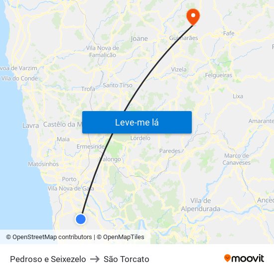 Pedroso e Seixezelo to São Torcato map