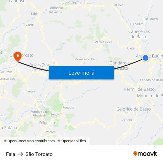 Faia to São Torcato map