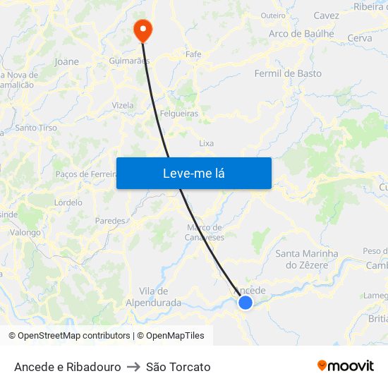 Ancede e Ribadouro to São Torcato map