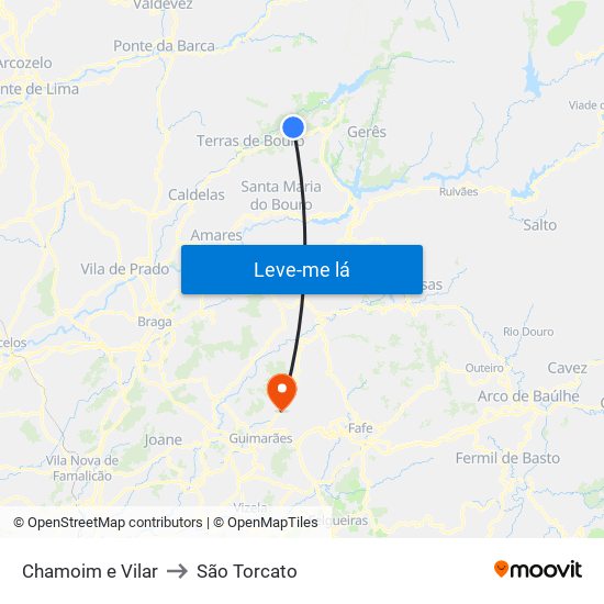 Chamoim e Vilar to São Torcato map