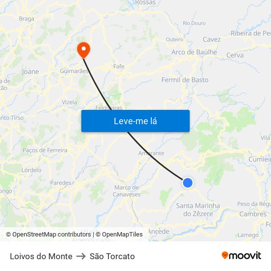Loivos do Monte to São Torcato map