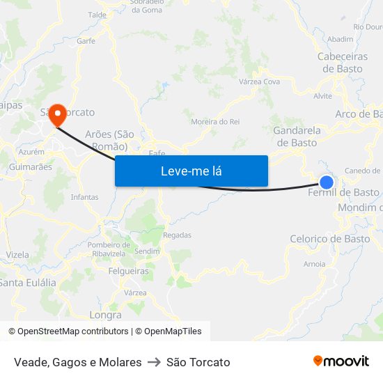 Veade, Gagos e Molares to São Torcato map