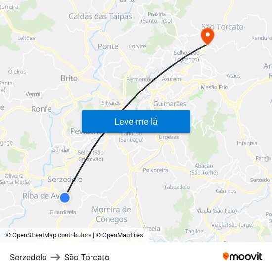 Serzedelo to São Torcato map