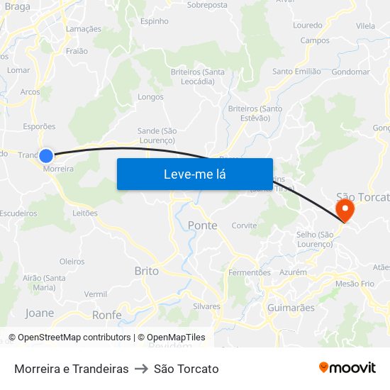 Morreira e Trandeiras to São Torcato map