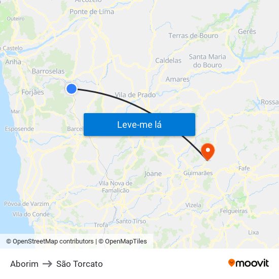 Aborim to São Torcato map