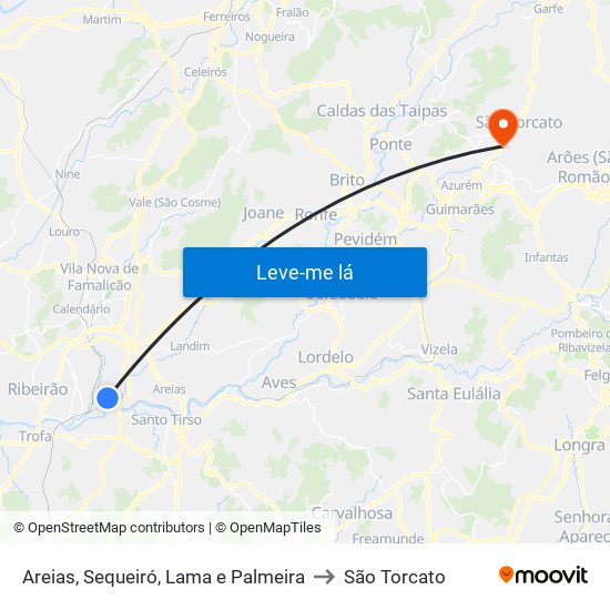 Areias, Sequeiró, Lama e Palmeira to São Torcato map