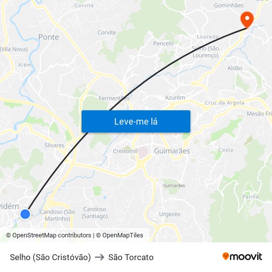 Selho (São Cristóvão) to São Torcato map