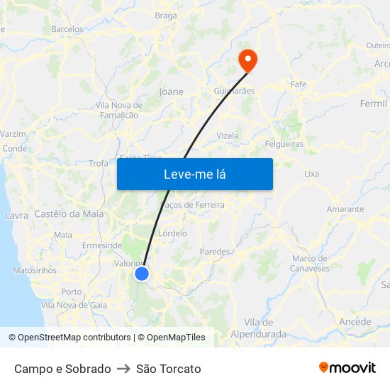 Campo e Sobrado to São Torcato map