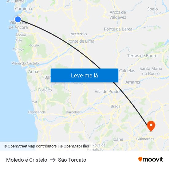 Moledo e Cristelo to São Torcato map