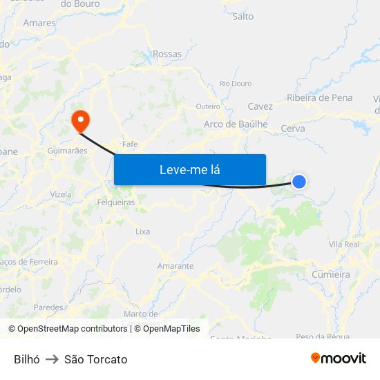 Bilhó to São Torcato map