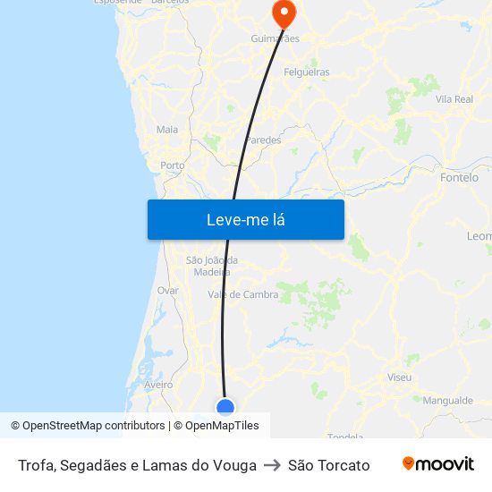 Trofa, Segadães e Lamas do Vouga to São Torcato map
