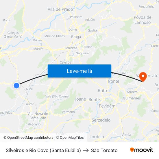 Silveiros e Rio Covo (Santa Eulália) to São Torcato map