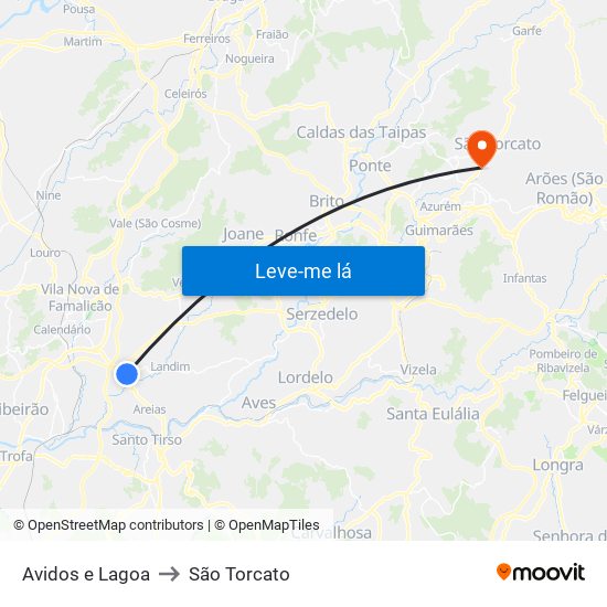 Avidos e Lagoa to São Torcato map
