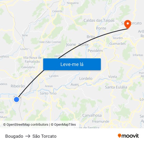 Bougado to São Torcato map