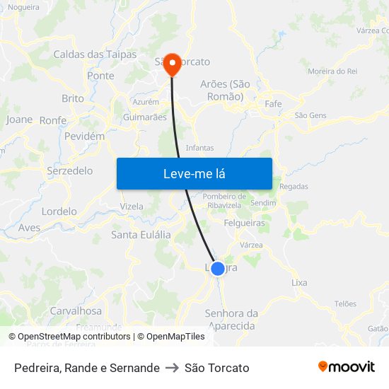Pedreira, Rande e Sernande to São Torcato map