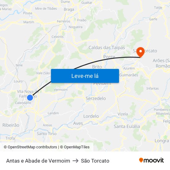 Antas e Abade de Vermoim to São Torcato map