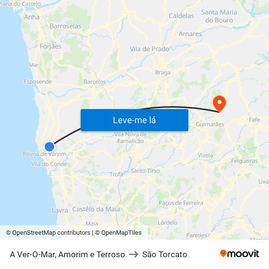 A Ver-O-Mar, Amorim e Terroso to São Torcato map