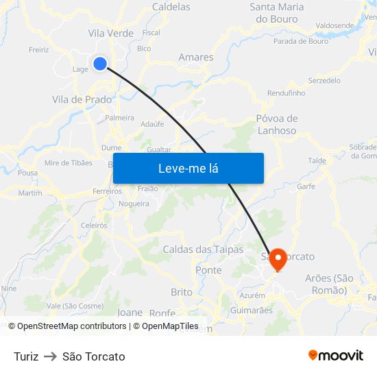 Turiz to São Torcato map
