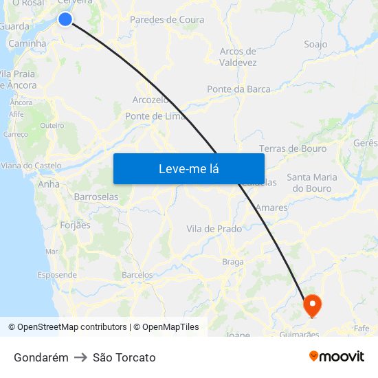 Gondarém to São Torcato map