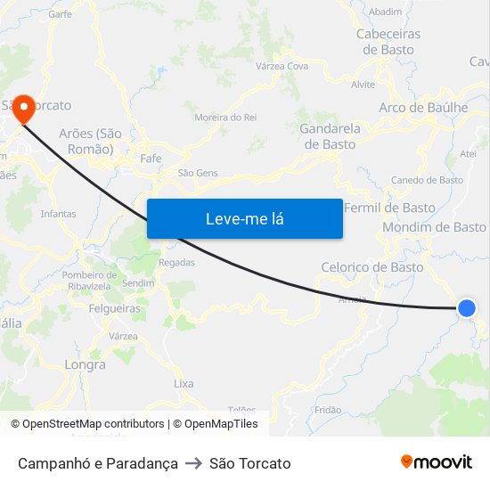 Campanhó e Paradança to São Torcato map