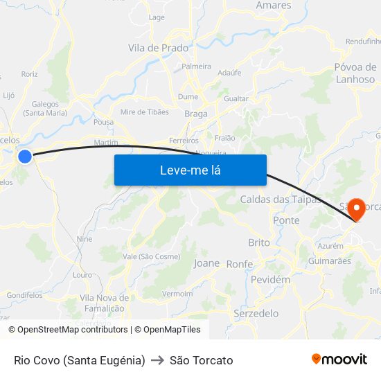 Rio Covo (Santa Eugénia) to São Torcato map