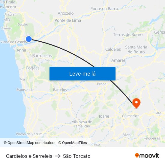 Cardielos e Serreleis to São Torcato map