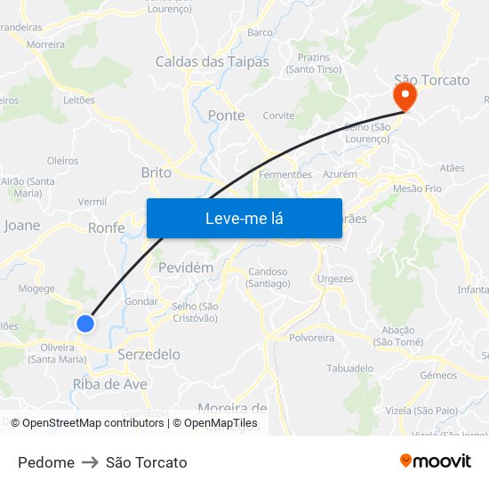 Pedome to São Torcato map